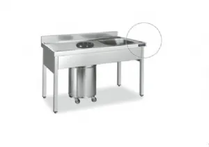 Plonge inox 1 bac et vide dchets 1400mm FBAD0714